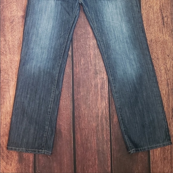 Mens blue distressed jeans straight slim - Picture 2 of 8
